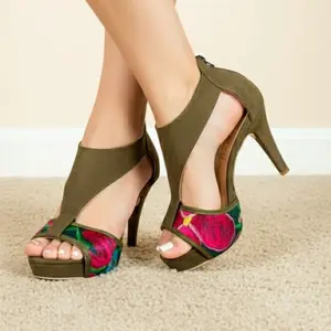Zapatilla gamuza tipo stiletto artesanal mexicano stileto - Mexican hills - made in mexico - zapatilla mexicana
