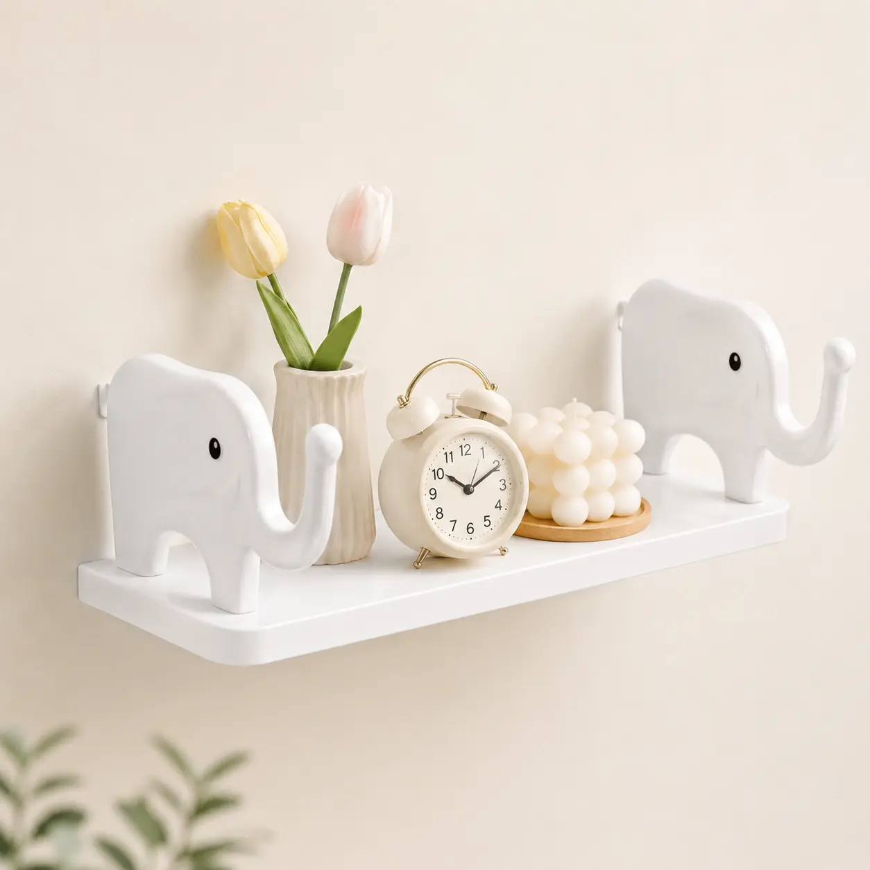 【Father's Day Gift】Cute Animal Elephant 1-Layer Wall Shelf - Waterproof Adhesive Home Supplies Shelves, No-Drill Bathroom Storage Rack, Space-Saving Decor Organizer, Animals