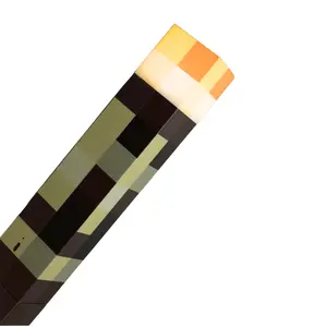 Pixel Brownstone Torch Light, 4 Lighting Color LED Night Light for Gaming Room Decor, USB Rechargeable, Bedroom Lighting, Cosplay Role Play, Wall Light, Include Cable and Wall Hook