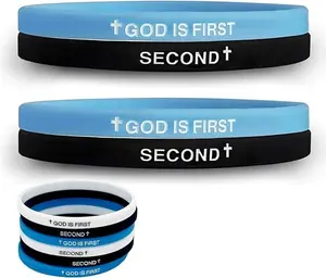 GOD IS FIRST BRACELET, GOD IS FIRST SECOND Inspirational Bracelets, Bible Verses Christian Faith Rubber Bracelets for Men Women