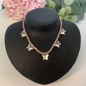 Women's Crystal Butterfly Necklace with Rhinestone Crystals crafted in Natural Crystal