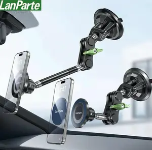 LanParte Magnetic Phone Holder for Car 360-Adjustable Vacuum Suction Cup Mount with Easy Installation Ultra-Stable Design Compatible with iPad Air & Mini Adjustable Magnetic Car Phone Mount