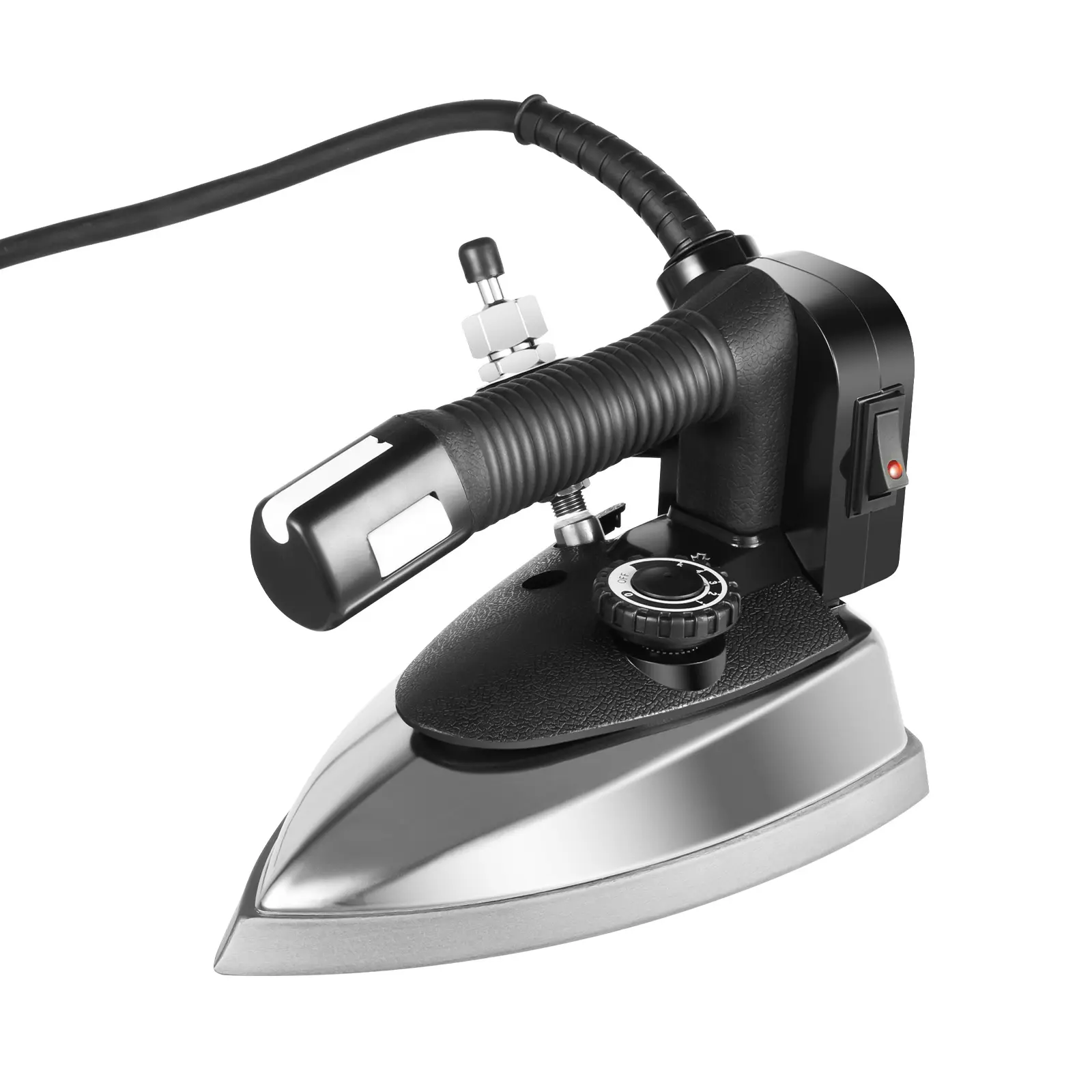 Industrial 1200W 110V Electric Steam Iron with Dry Ironing, 3L/0.79gal Aluminium Tank, 5-Gear 140-428℉ Control, Titanium Gold-Plated Stainless Steel Soleplate, 1.89m/6.2ft Cord, Steam Power, Overheat Protection, Anti-Burn for Home & Garment Factories Use