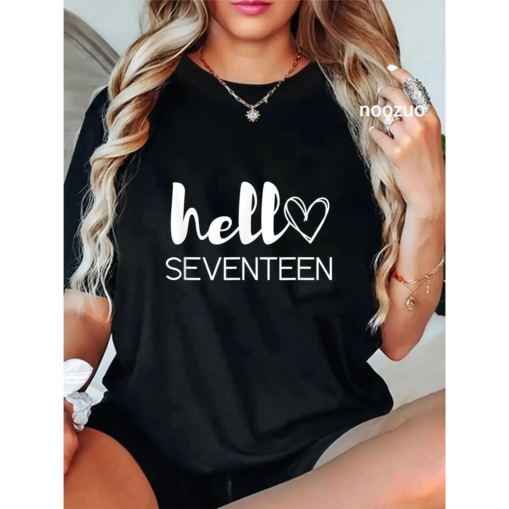 100% Cotton 17 Years Old Girls 17th Birthday Hello Seventeen T-Shirt