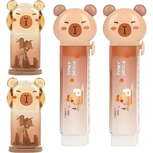 4 count Cute Capybara Retractable Eraser and Capybara Pencil Sharpener,Capybara Cute Birthday Christmas Gifts Set for Kawaii Office School  Supplies