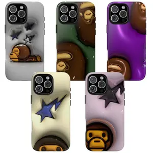 Premium Glossy Puffy Ape & Star Phone Case – Inspired by BAPE Streetwear