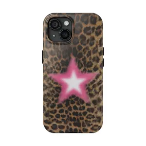 Leopard Print and Pink Star Aura Tough Phone Case 11-17