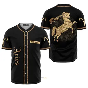 Custom Name Golden Aries Zodiac Z05 - Personalized Baseball Jersey Jersey Shirt