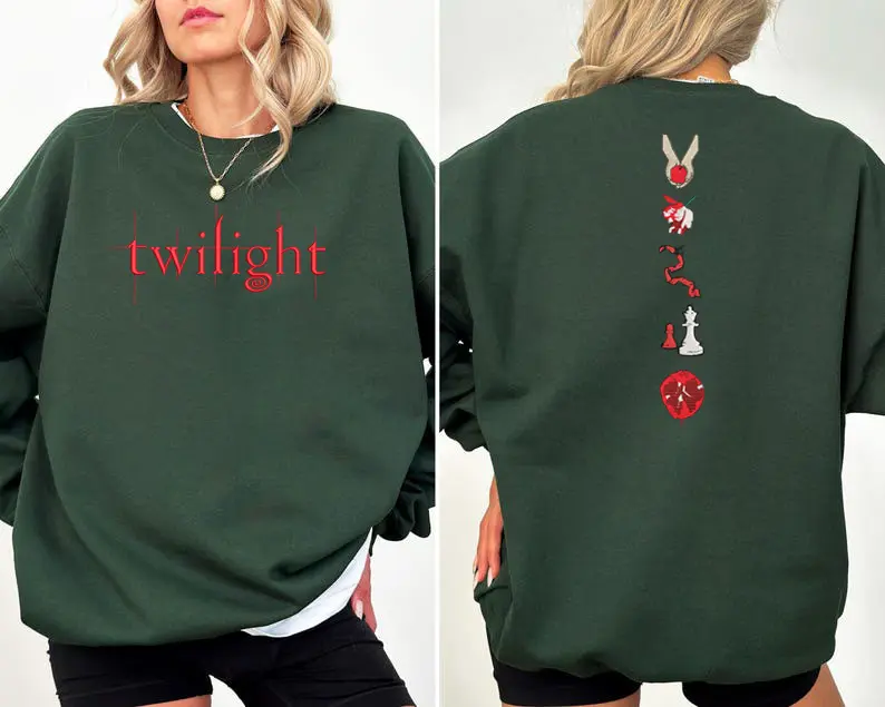 Twilight Embroidered Sweatshirt/ Hoodie, Book Cover Aesthetic, Twilight Saga Embroidered Crewneck, Edward Cullen, Vampire, Forks Washington