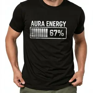 100% Cotton Unisex Aura at 67 Funny Six Seven Meme Gen Alpha Slang T-Shirt