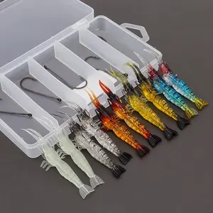 10 count Soft Shrimp Lure Rigs Artificial  Soft  Shrimp Fishing Lure, Artificial  Fishing Tackle Hooks Jigs with Hooks for Trout Bass Salmon