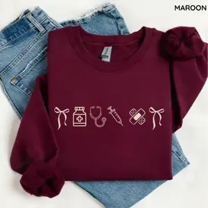 Minimalist Nurse Icons Gildan Sweatshirt, Cute Medical Crewneck for Hospital Staff Sweatshirt, RN Appreciation Gift, Nursing School Graduation, Pullover for Her