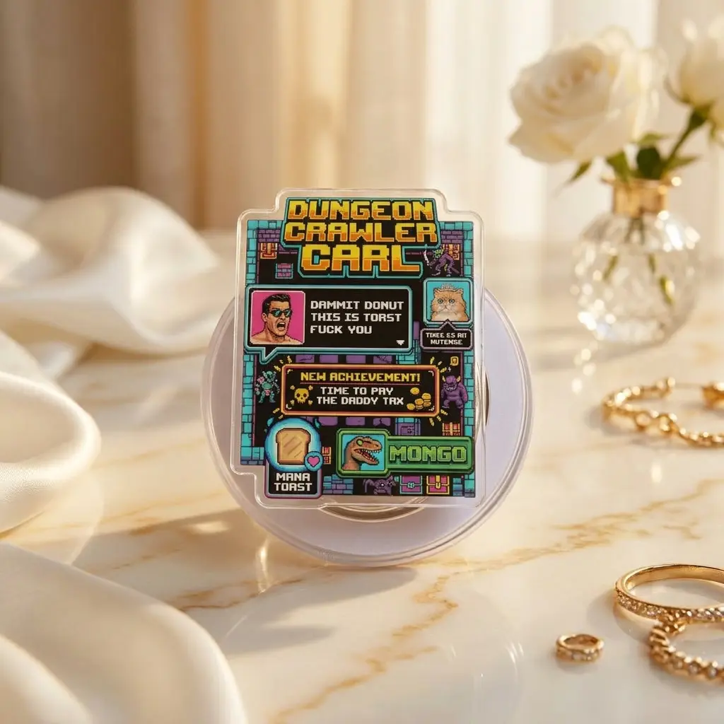 New Achievement Funny Meme Phone Grip, Dungeon Crawler Carl Fan Mobile Stand, The Desperado Club Bookish Support, LitRPG Gift For Hardcore Readers