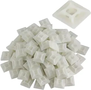 100 Pack White Zip Tie Mounts, 3/4" Adhesive Mounting Squares,  Tie Mount,  Clips Organizer Holders, Zip Tie Anchor for Wire , UV Resistant Tie Wrap Bases