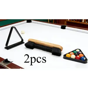 2pcs No More Clogged Table Felt! Wooden Billiard Cleaning Brush Sweeps away dust, chalk & small debris in seconds—makes your pool balls roll smoother every time!