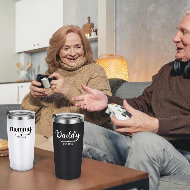 Daddy and Mommy Est 2024 Travel Tumbler, New Parents Insulated Tumblers 20Oz, Mom Dad Gift for Mother'S Day, Father'S Day, Christmas, New Pregnancy, Birthday, Baby Shower (Black White) Gtmileo Daddy and Mommy Est 2024 Travel Tumbler, New Parents Insulated Tumblers 20Oz, Mom Dad Gift for Mother'S Day, Father'S Day, Christmas, New Pregnancy, Birthday, Baby Shower (Black White) Gtmileo