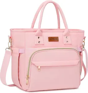 Lunch Bag Lunch Box Women Insulated Cooler Bag for Work, Large Lunchbox for Adult, Leakproof Womens Lunch Tote Bags with Shoulder Strap for Travel, Picnic, Pink