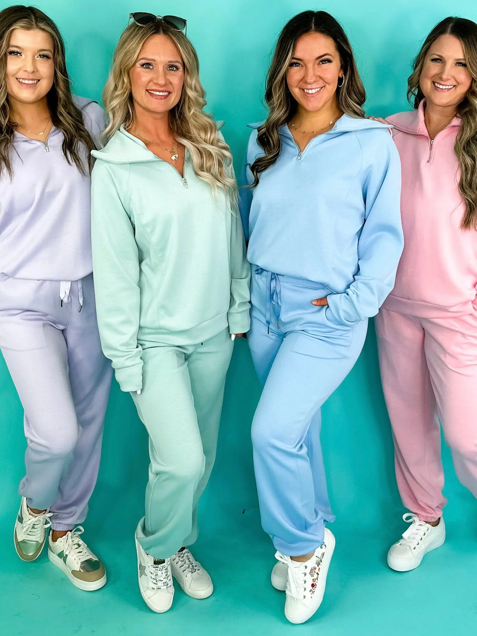 Women's 2-Piece Nightwear Set - Lightweight Quarter-Zip Tops & High-Rise Pants - Stretchy Breathable Comfy Sets