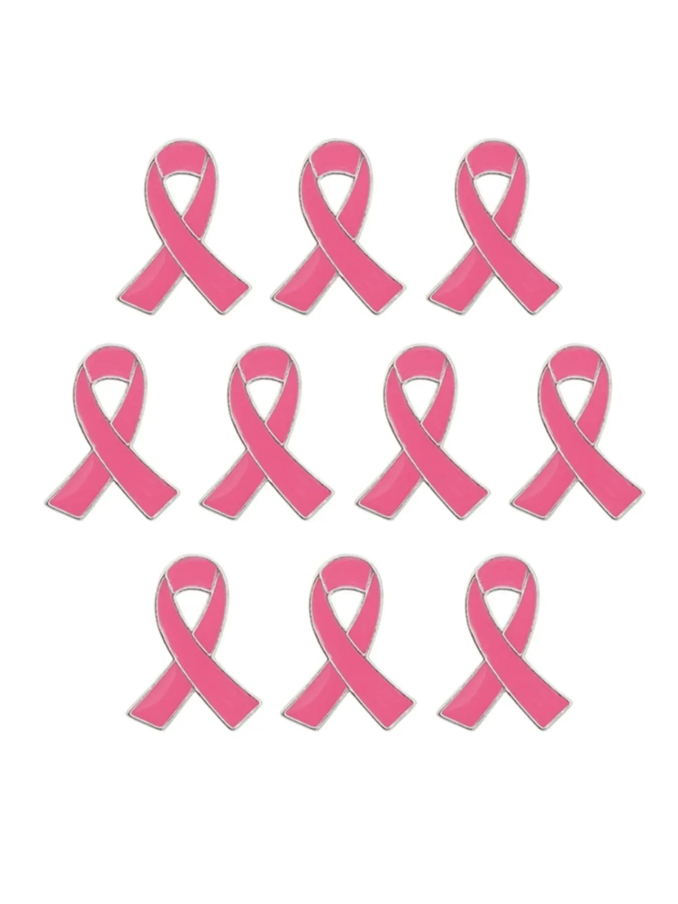 Breast Cancer Awareness Ribbon Brooch Pin Set, 10 Pieces, Supportive Jewelry for Women, Ideal for Events & Gifts
