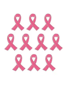 Breast Cancer Awareness Ribbon Brooch Pin Set, 10 Pieces, Supportive Jewelry for Women, Ideal for Events & Gifts