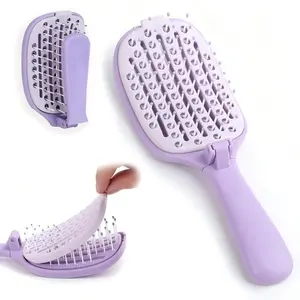 Foldable Self-Cleaning Hair Brush, 1 Pc Flexible Cushion Comb, Instant Tangle Release For Travel, Daily Styling Gift For Women