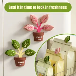 2 sets Moisture-proof & Freshness-preserving Bag Clip, Refrigerator Sticker, Kitchen Small Tool. Each Leaf Functions as a Small Clip. Ideal Kitchen Storage Tool for Home Kitchens and Offices.
