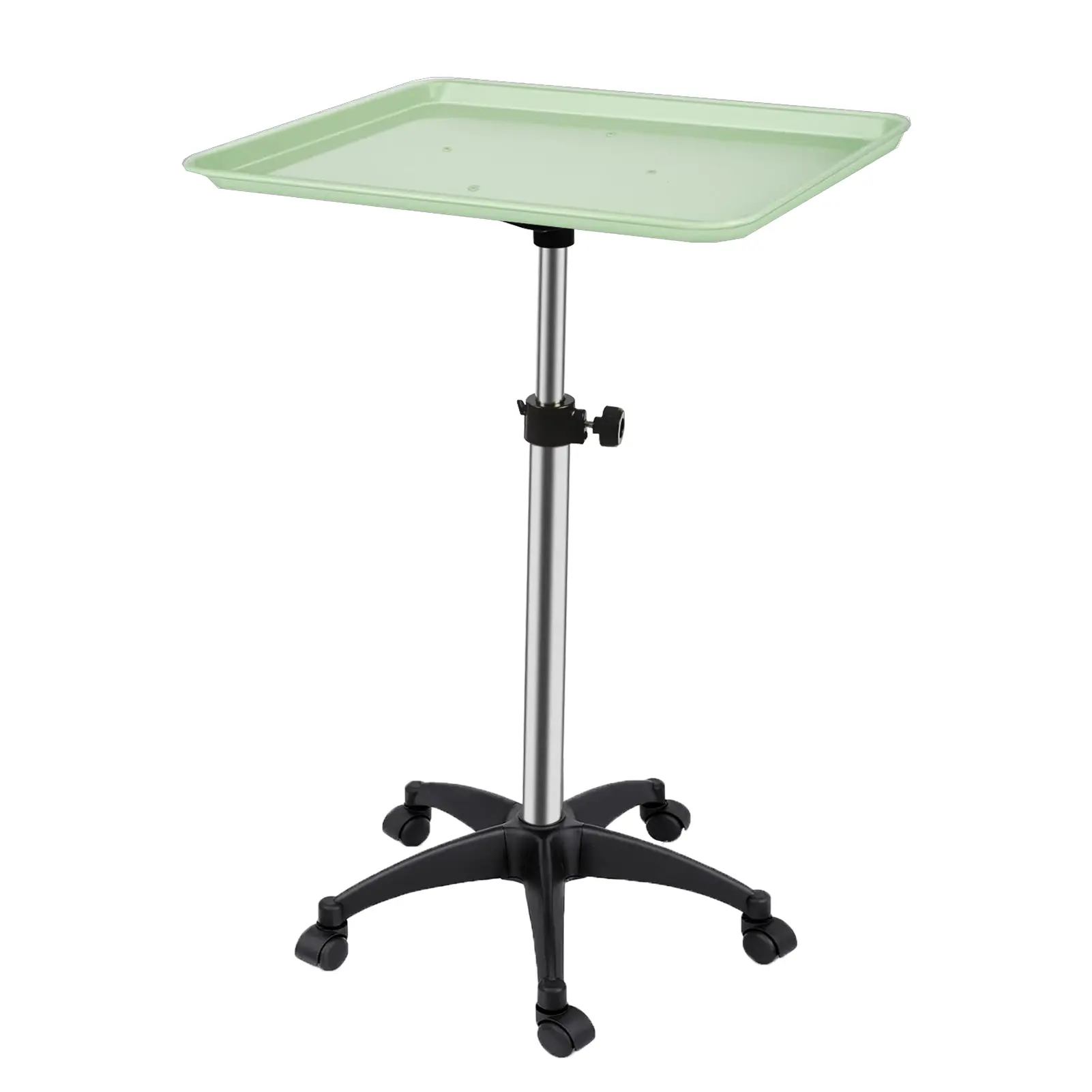 Salon Rolling Tray, Height Adjustable Tattoo Tray Rolling Cart, Storage Utility Trolley for Spa, Beauty Salon Service, Hairdresser Cart with Wheels (Green)