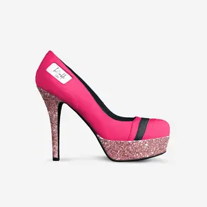 Stel'O Striped Platform Pump - Handmade Italian Leather High Heels - 12cm Round Toe Luxury Stiletto - Limited Edition Designer Women’s Shoes