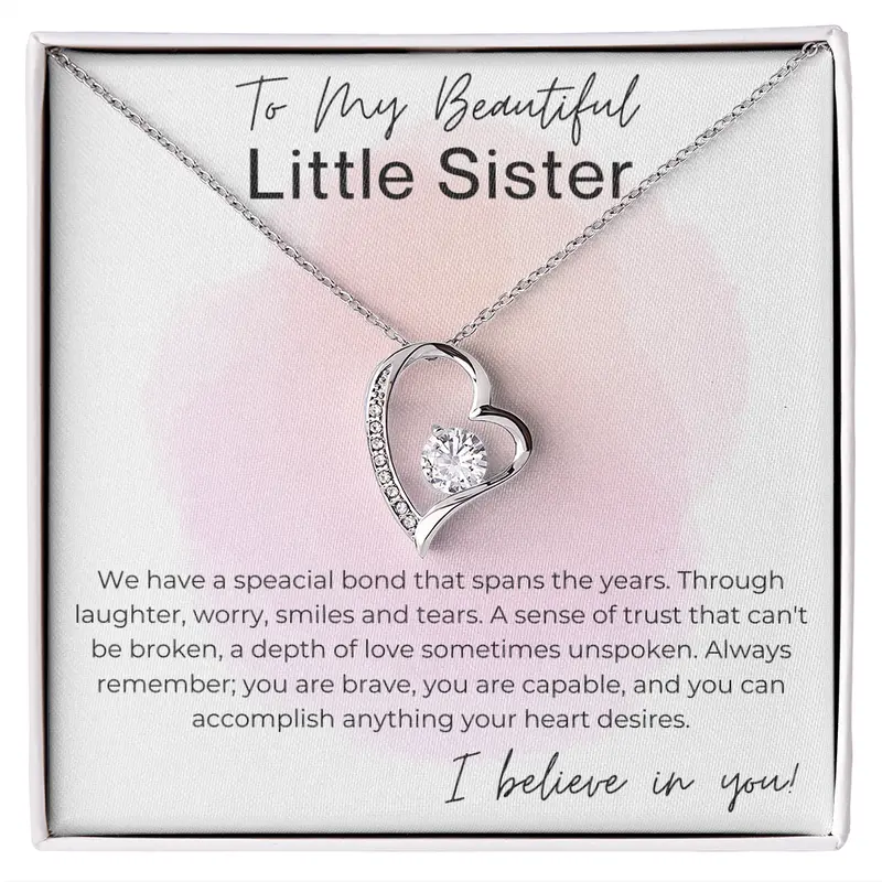 Our Special Bond  Gift necklace for Little Sister - Heart Pendant Necklace GIft Special love