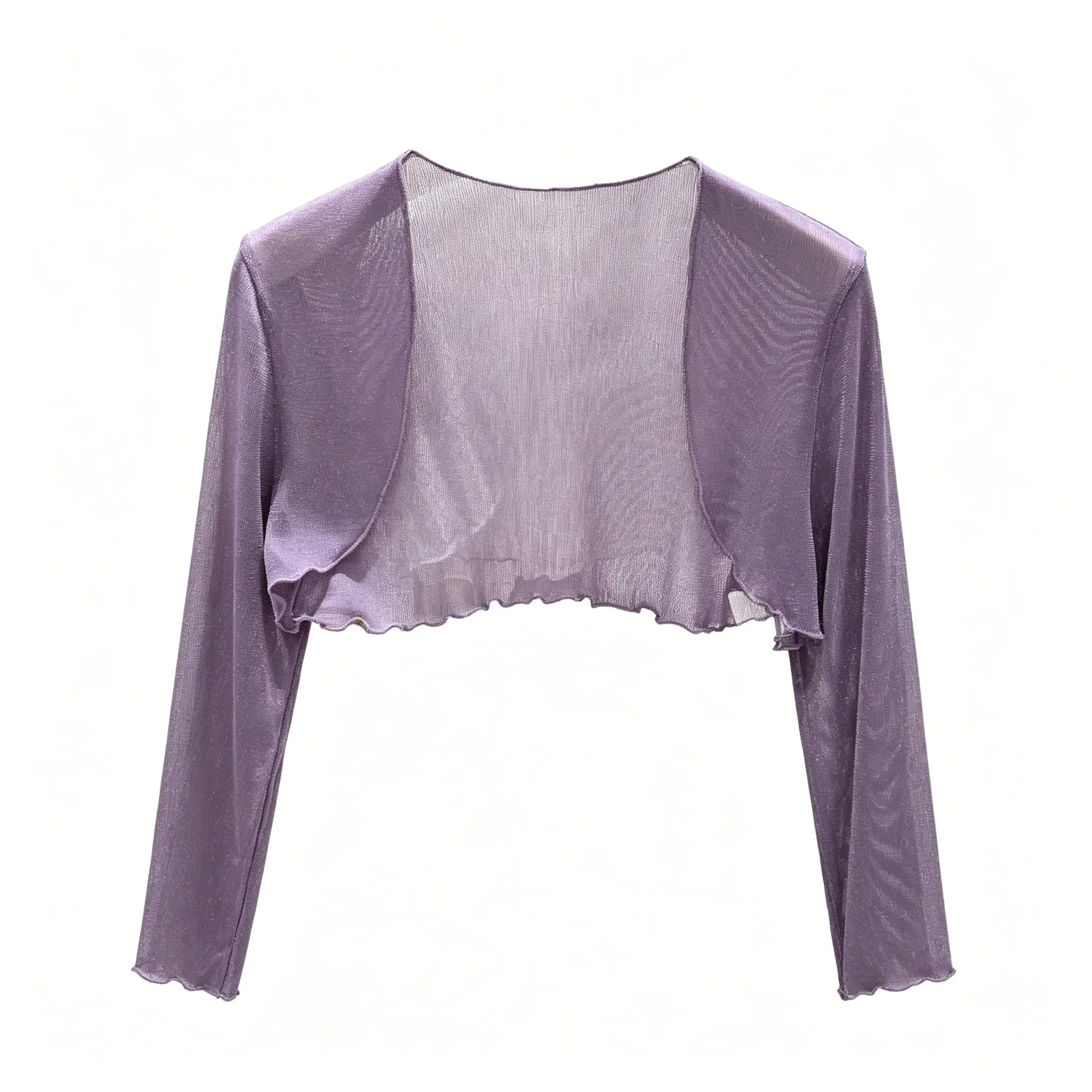 Women's Purple V-Neck Short Sheer Ultra Thin Cardigan - Breathable, Chic, Comfortable Casual Summer Mesh Sun Protection Top, Quick Dry Lightweight Outdoor Shrug Cover Up for Dresses, Blouses
