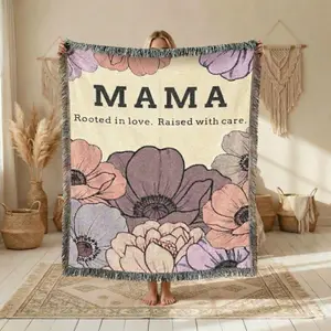 Perfect Mother’s Day Gift for Mom – Cozy Floral Woven Blanket