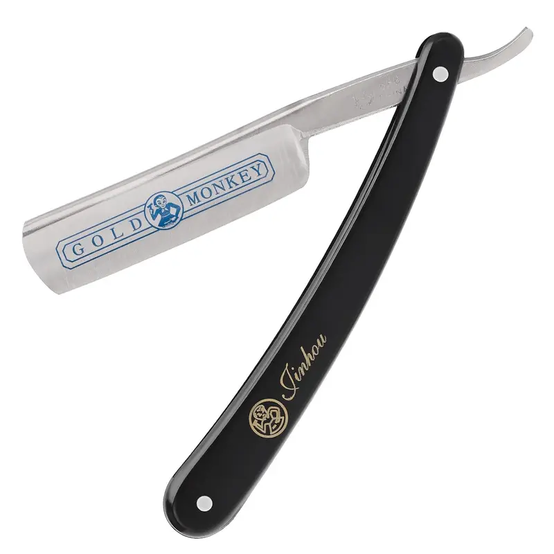 Men's Stainless Steel Straight Blade Razor - Natural Wood Scale Vintage Style Home Shaving Kit, Barber Shop Beauty & Grooming Tool, Unique Gifts for Man Black Set