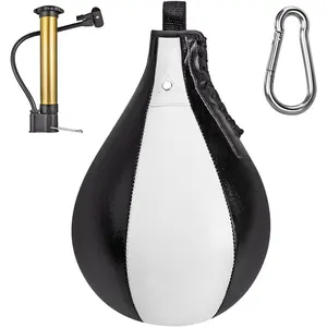 Boxing Speed Bag Kit with 360 Swivel and Inflator,  Leather Bag, Easy to Install, Improve Speed and Reflexes
