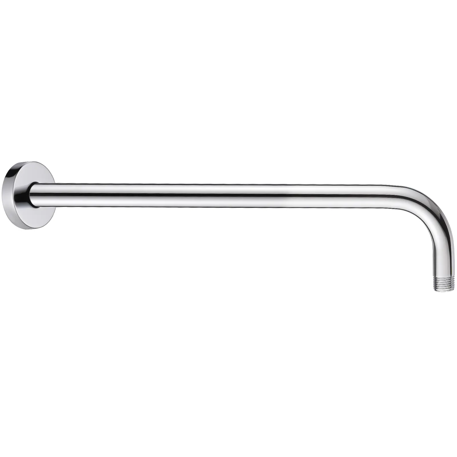 BRIGHT SHOWERS 16 Inch Shower Head Extension Arm with Flange L Shaped Shower Arm Extender, Long Stainless Steel Rainfall Shower Head Pipe Arm