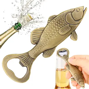 Creative Bass Fish Shaped Bottle Opener, Funny Animal Metal Beer Soda Beverage Can Opener, Ideal for Kitchen Dining Bar Parties, Portable Outdoor Camping Corkscrew