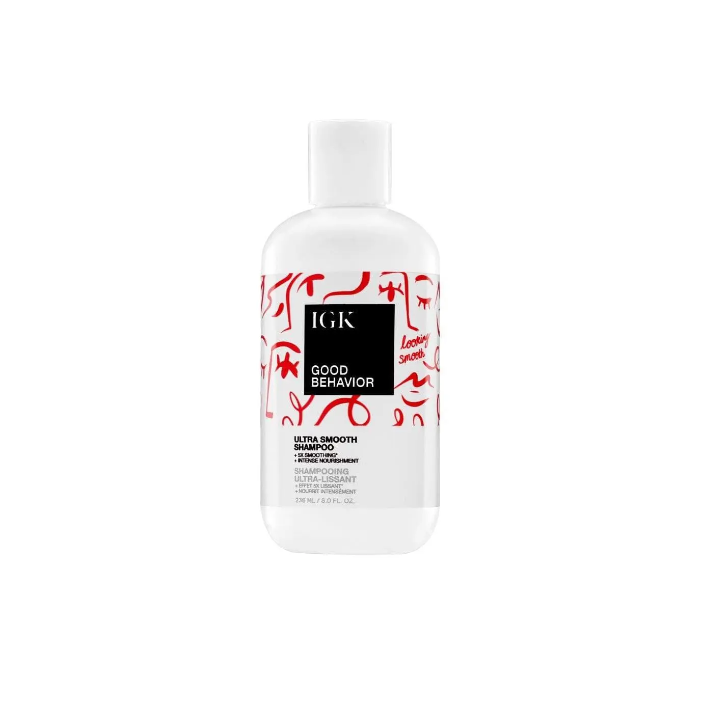 IGK GOOD BEHAVIOR Ultra Smooth Shampoo | Frizz Control + Hydrates + Shine + 5x Smoothing | Intense Nourishment | Vegan + Cruelty Free | 236ml | 8 oz