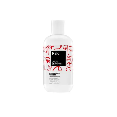 IGK GOOD BEHAVIOR Ultra Smooth Shampoo | Frizz Control + Hydrates + Shine + 5x Smoothing | Intense Nourishment | Vegan + Cruelty Free | 236ml | 8 oz