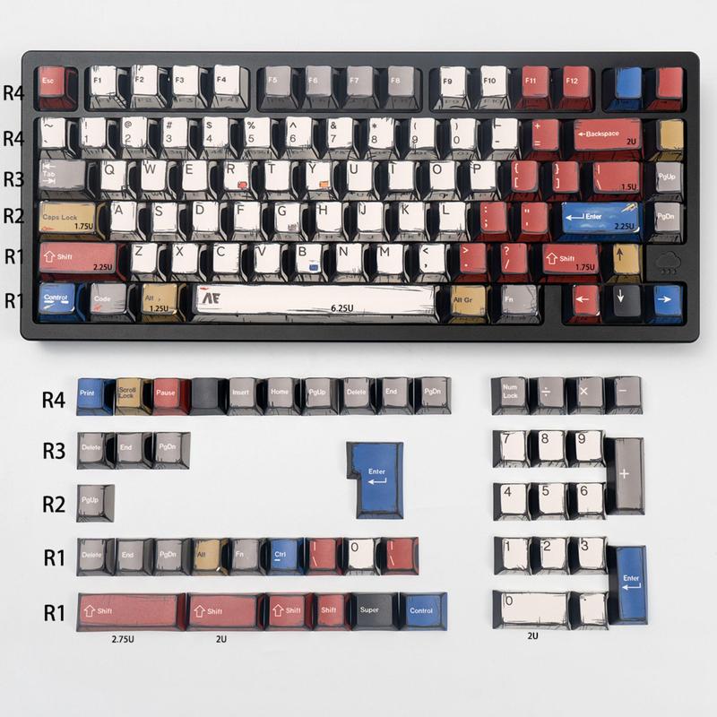 【Keycap Only】FURYCUBE Crakle Coated Translucent Keycaps 112 Keys Cherry Height Textured feel Mehcanical keyboard keycap, Cool Funny beautiful keycaps, for gaming/office/student, gift