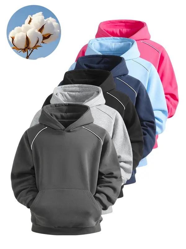Menswear Plain Hooded Sweatshirt - Men's Top with Raglan Sleeves, Loose Fit, Kangaroo Pocket, Soft Breathable Fabric, Machine Washable, Suitable for Men, Hoodies for Women for Casual Street Wear