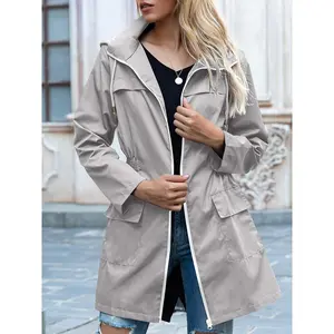 Women’s Waterproof Lightweight Windbreaker Raincoat with Hood and Storage