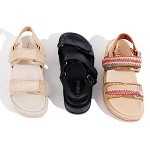 Black woven platform strap sandal