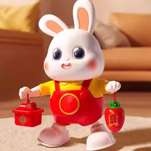 Easter Bunny Toy Rechargeable Lights Up Plays Dance Music Rolls Over Walks Soothing Sensory Light-Up Toy Christmas Halloween Gift for Boys Girls Holiday Gift Stuffer