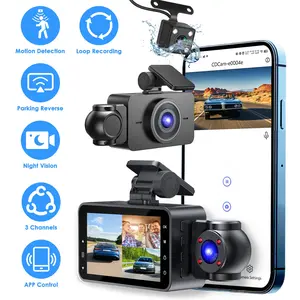 This three-channel dashcam kit features a 1080P Full HD front camera (140° wide-angle view) and 480P interior/rear cameras, providing 360° comprehensive vehicle protection. It supports picture-in-picture display and clearly records collision evidence.