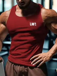 Men's Solid Tank Top, Regular Fit Casual Breathable Sleeveless Top for Summer, Men's Clothes for Gym Workout Running