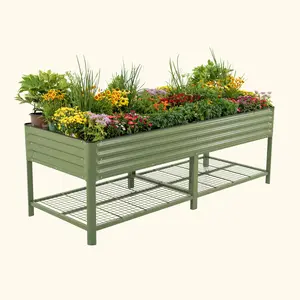 Vego Garden Elevated Garden Bed Jumbo Series 3' x 8' - Largest Standing Height Bed with Reinforced Steel for Easy Access & Strong Harvests