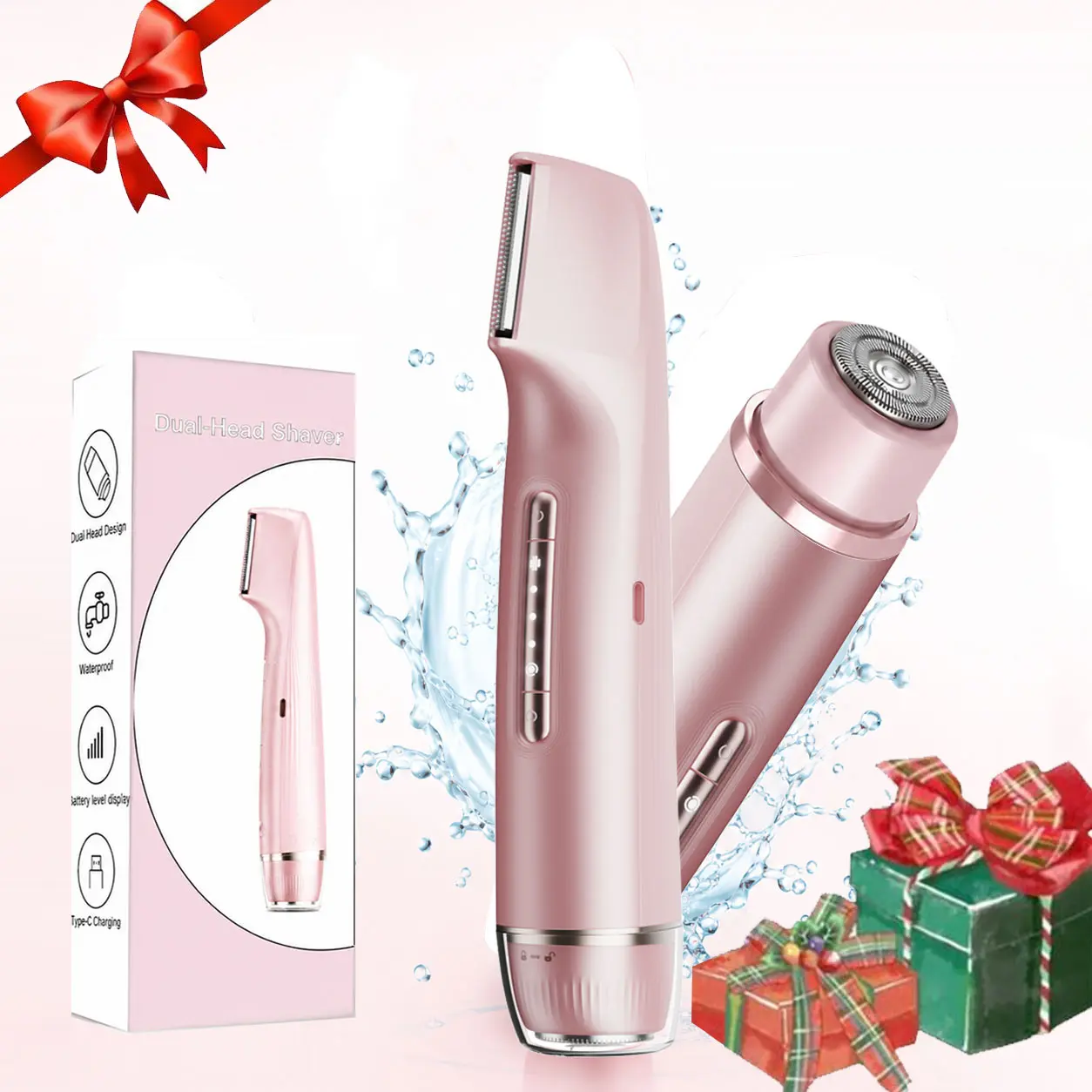 Painless Bikini Trimmer for Women, 2-in-1 Electric Razor & Body Manscaping Trimmer for Facial, Underarm, and Leg Hair Removal