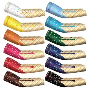 12Pairs Ice Cream Arm Sleeves For Sun Protection Football Basketball Baseball Compression Long Sleeves