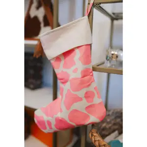 Pink Cowhide Christmas Stocking