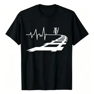 Railway Worker Heartbeat Tee - Railroad Crossing Train Graphic Tee