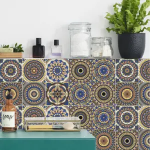 Wall Stickers Realistic Tile Waterproof Wall Decals Self-Adhesive Bathroom Kitchen Oilproof Vinyl Film Decorative Tiles